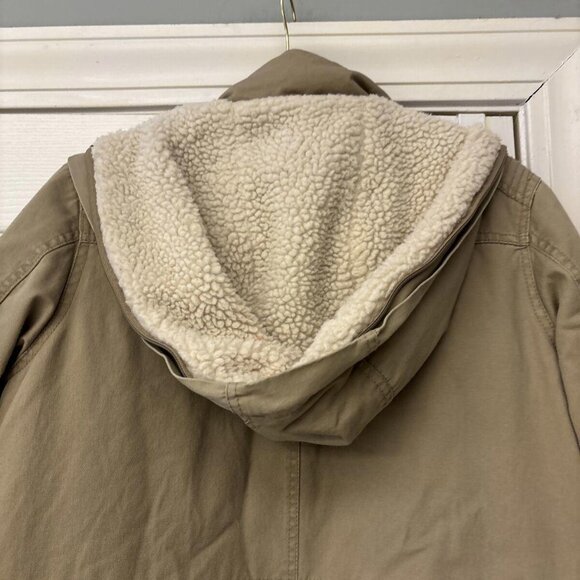 STEVE MADDEN Small Coat Khaki Beige Removable Hood Full Zip Warm EUC. Barn - Picture 10 of 12